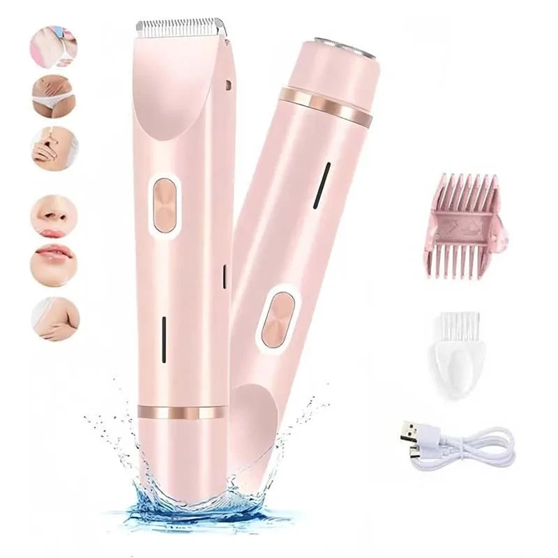 Electric Rechargeable Ladies Razor – Waterproof Dual-Head Hair Remover
