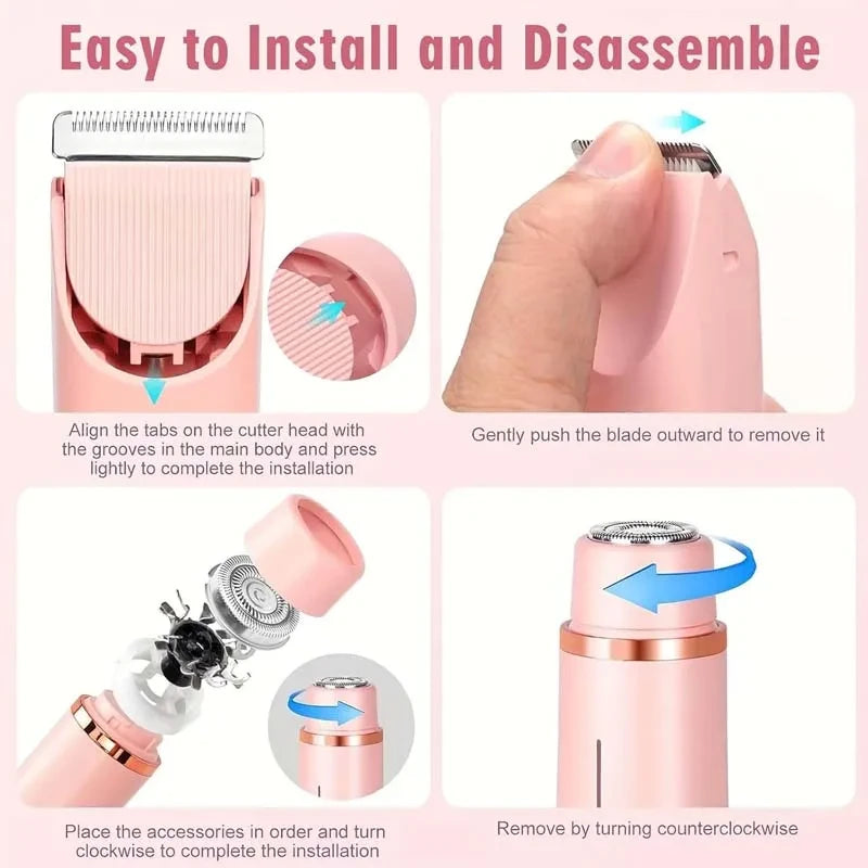 Electric Rechargeable Ladies Razor – Waterproof Dual-Head Hair Remover