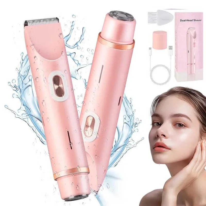 Electric Rechargeable Ladies Razor – Waterproof Dual-Head Hair Remover