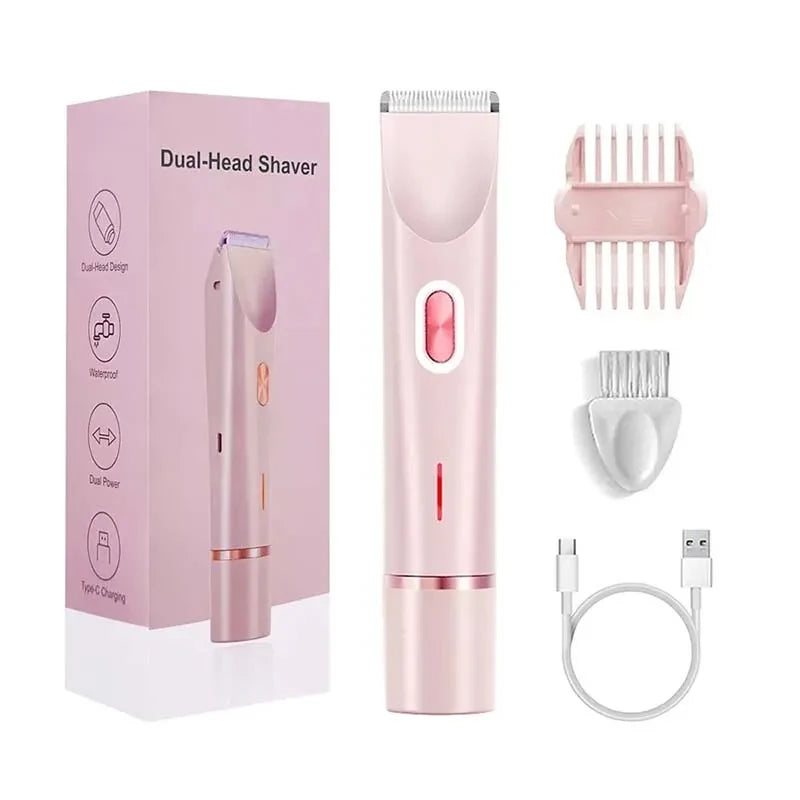 Electric Rechargeable Ladies Razor – Waterproof Dual-Head Hair Remover