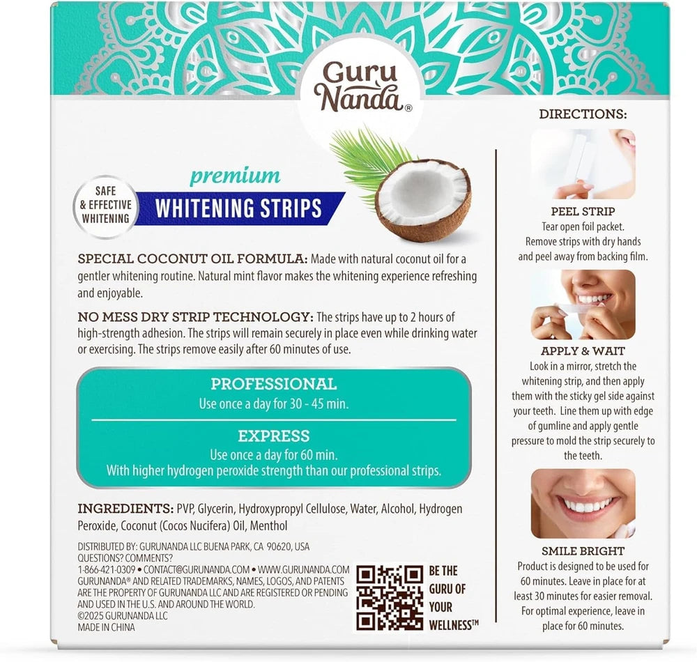 GuruNanda Teeth Whitening Strips – Professional-Grade Whitening at Home