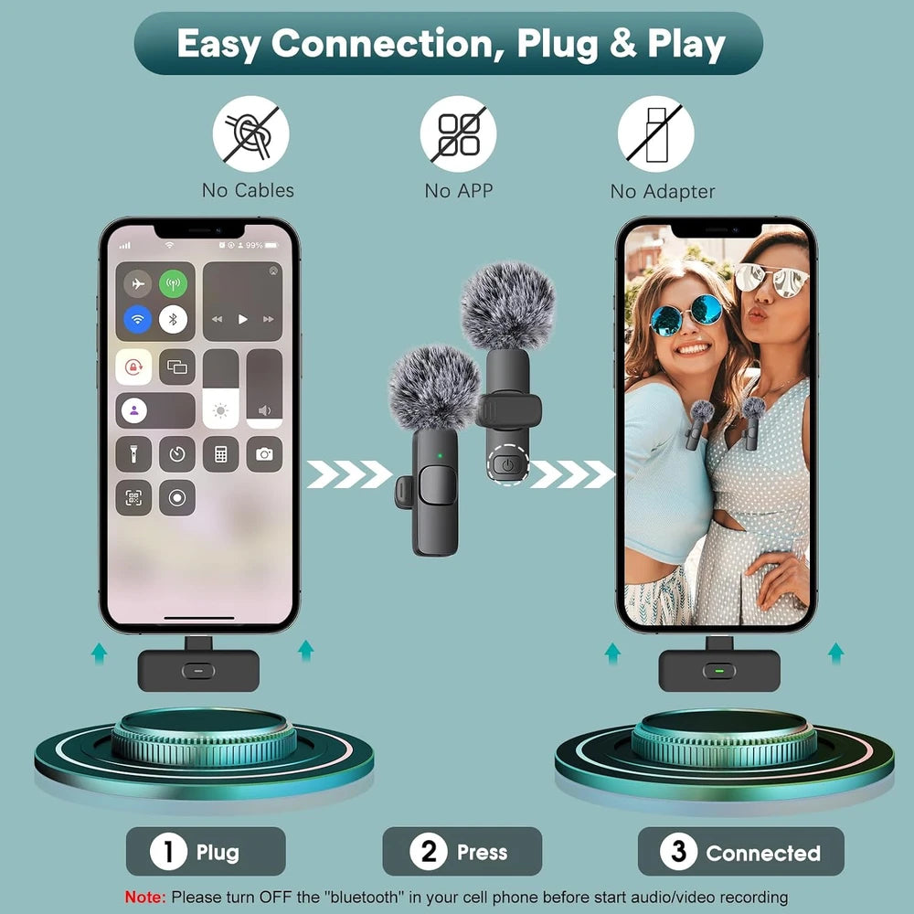 Wireless Lavalier Microphone – Clip-On Mic for iPhone, Android & Content Creators