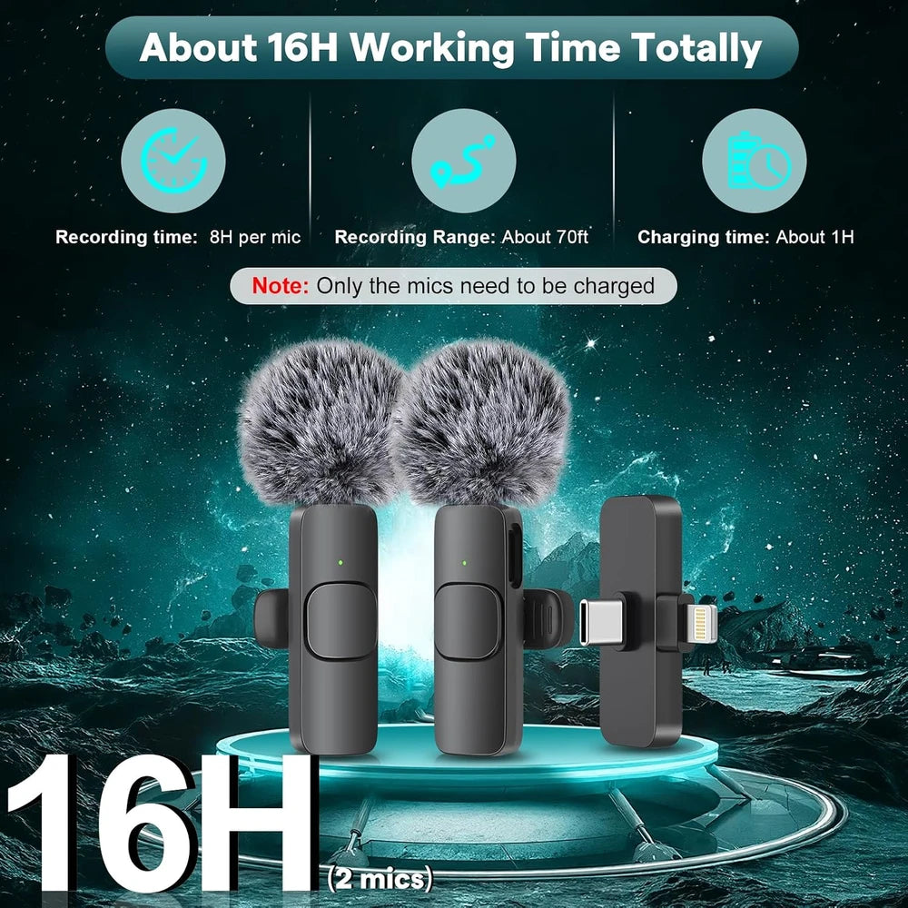 Wireless Lavalier Microphone – Clip-On Mic for iPhone, Android & Content Creators