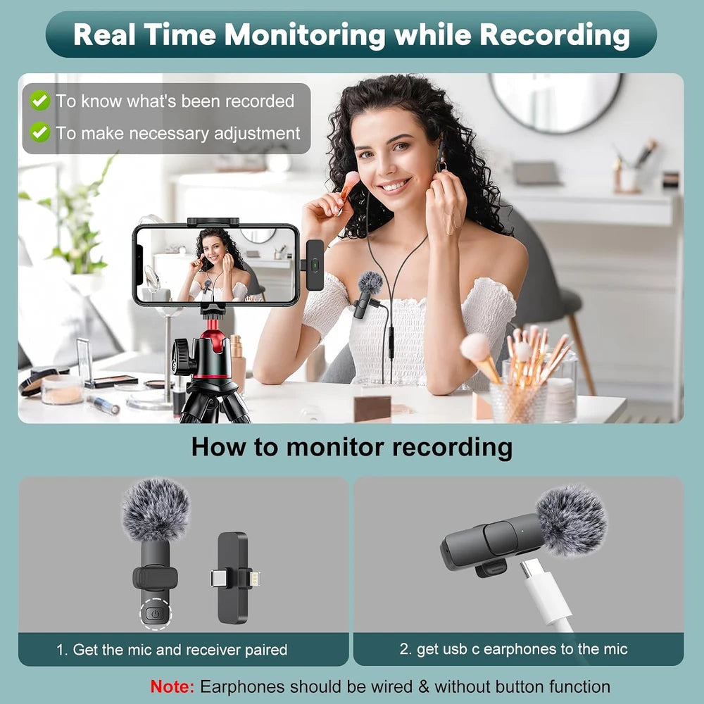 Wireless Lavalier Microphone – Clip-On Mic for iPhone, Android & Content Creators