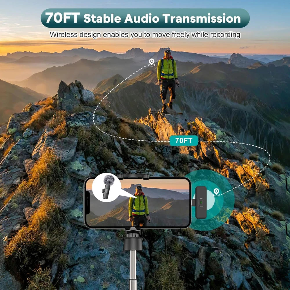 Wireless Lavalier Microphone – Clip-On Mic for iPhone, Android & Content Creators
