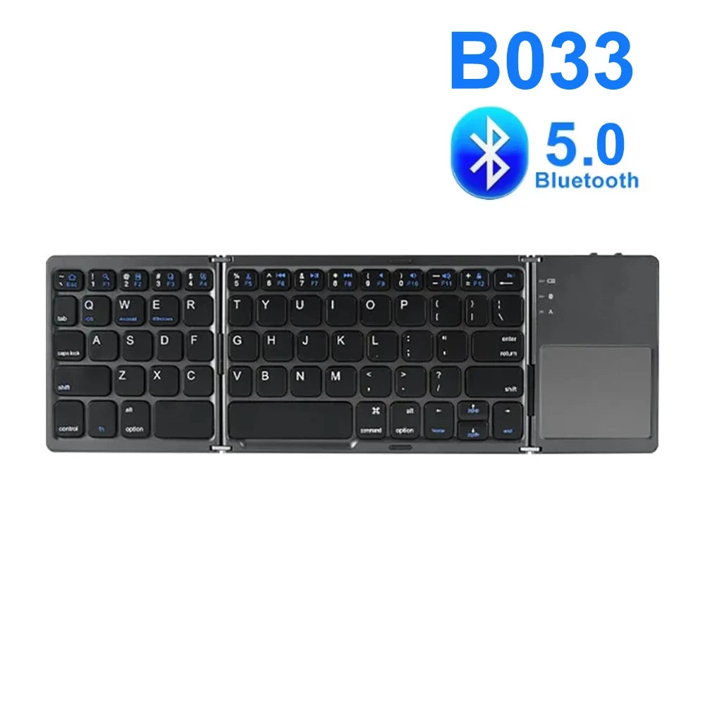 Tri-Fold Bluetooth Keyboard with Touchpad – Pocket-Sized Productivity