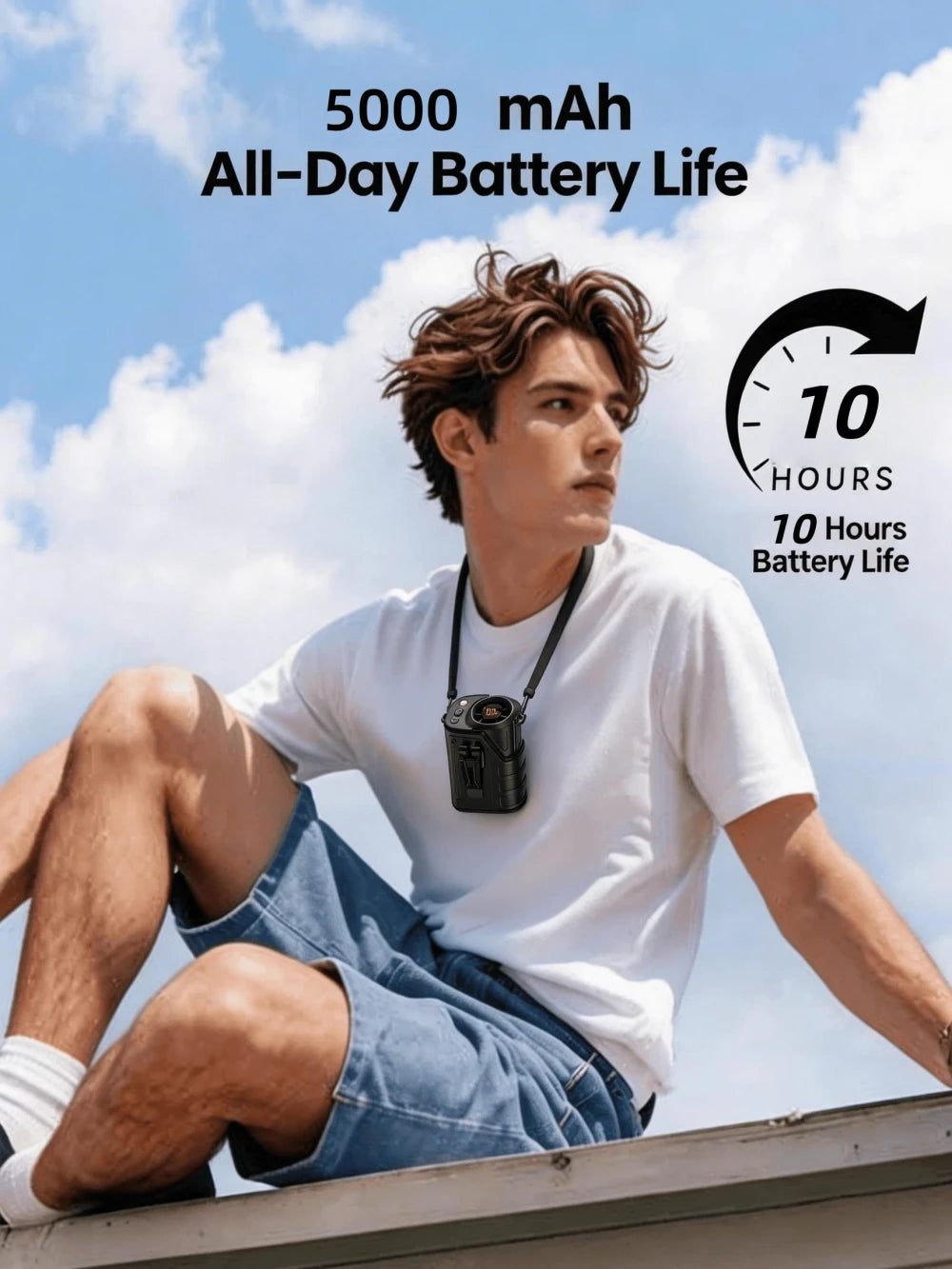 2026 New Waist Portable Fan,Handheld Neck Mini Desktop Fan,Emergency Power Bank Function,5000mAh 10H Long Lasting,100 Speed Adjustable,LED Flashlight&SOS Light,Type-C Rechargeable Ultra Quiet Fan For Camping Outdoor Work Travel Dorm Truck Ideal Gift