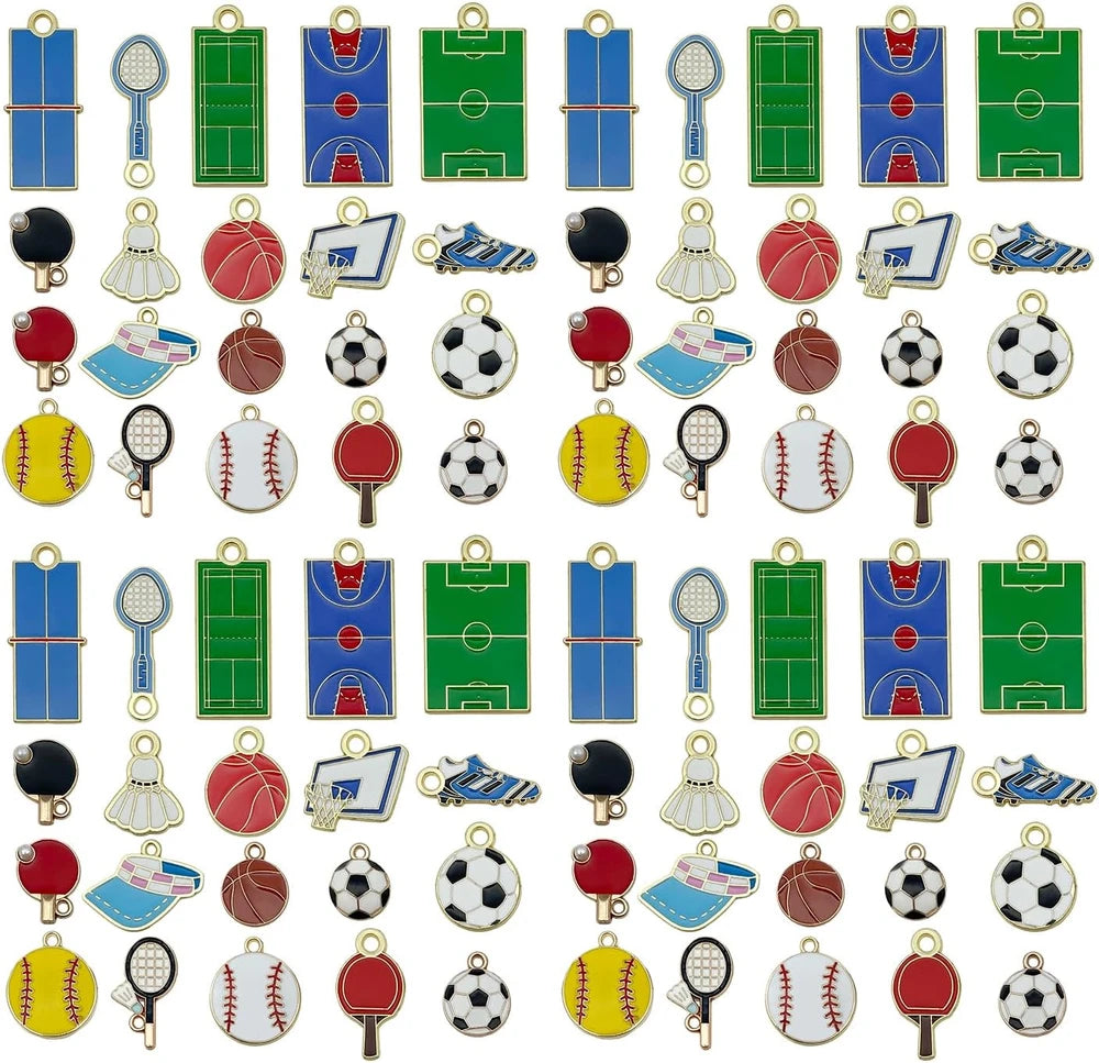 Assorted Enamel Sports Crafting Charms – Vibrant Designs for DIY Keychains & Jewelry