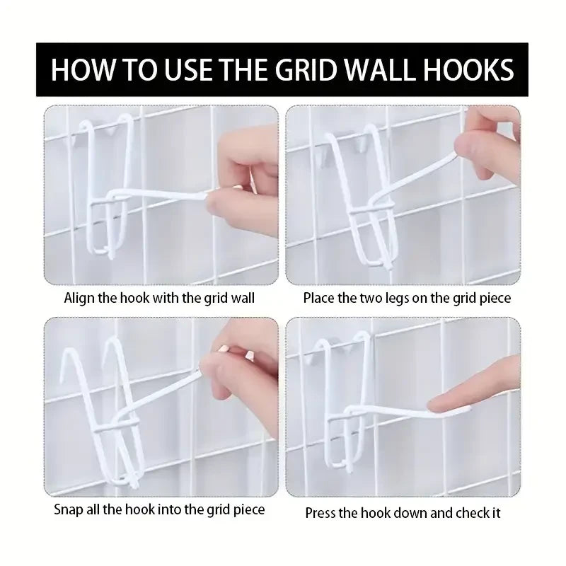 Metal Grid Wall Pegboard Hooks – Maximize Your Wall Space & Stay Organized