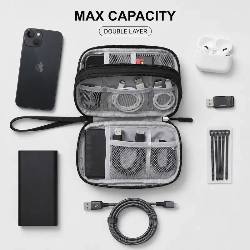 Waterproof Travel Cable Organizer Pouch – Keep Every Cord in Its Place