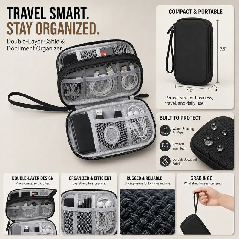 Waterproof Travel Cable Organizer Pouch – Keep Every Cord in Its Place