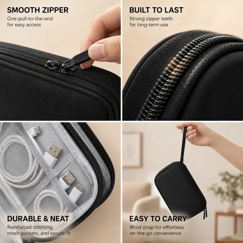 Waterproof Travel Cable Organizer Pouch – Keep Every Cord in Its Place