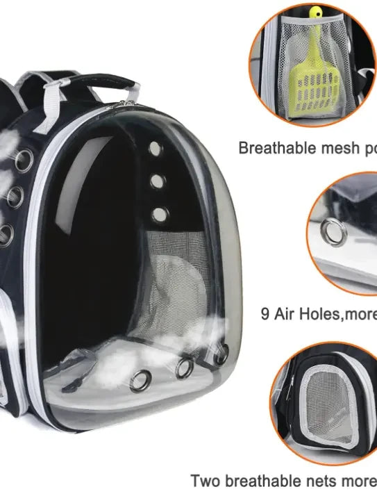 Transparent Space Capsule Pet Backpack – Stress-Free Travel for Cats & Small Dogs
