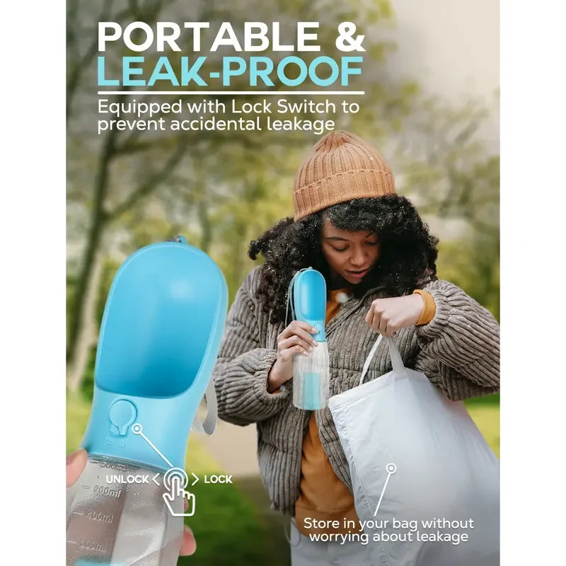 Portable Leak-Proof Pet Water Bottle – Hydration + Snack Bowl in One