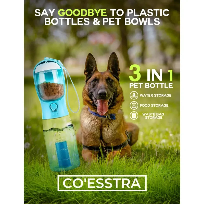 Portable Leak-Proof Pet Water Bottle – Hydration + Snack Bowl in One