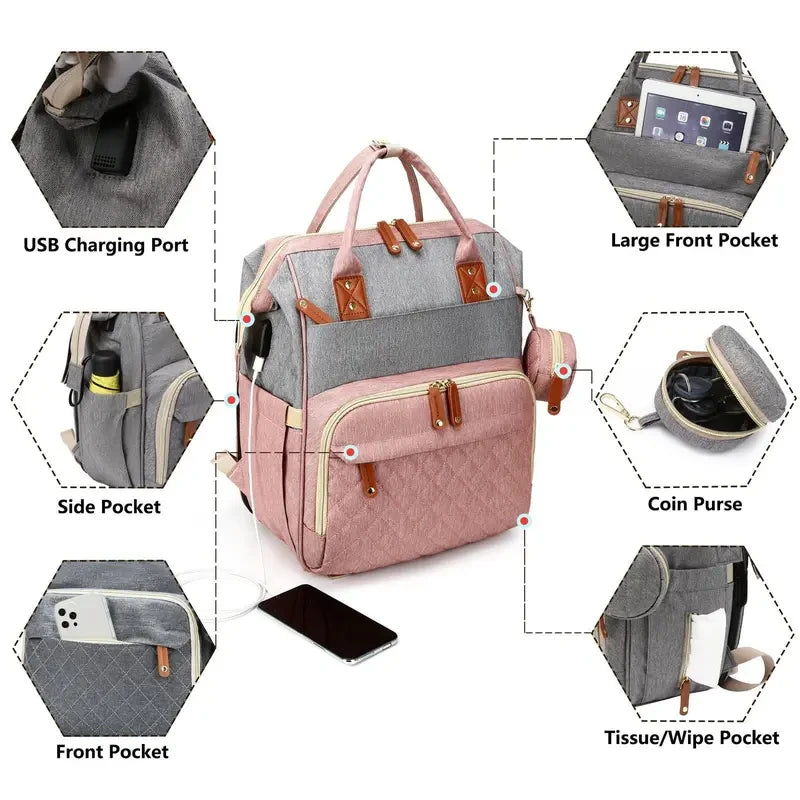 Travel Diaper Tote Backpack