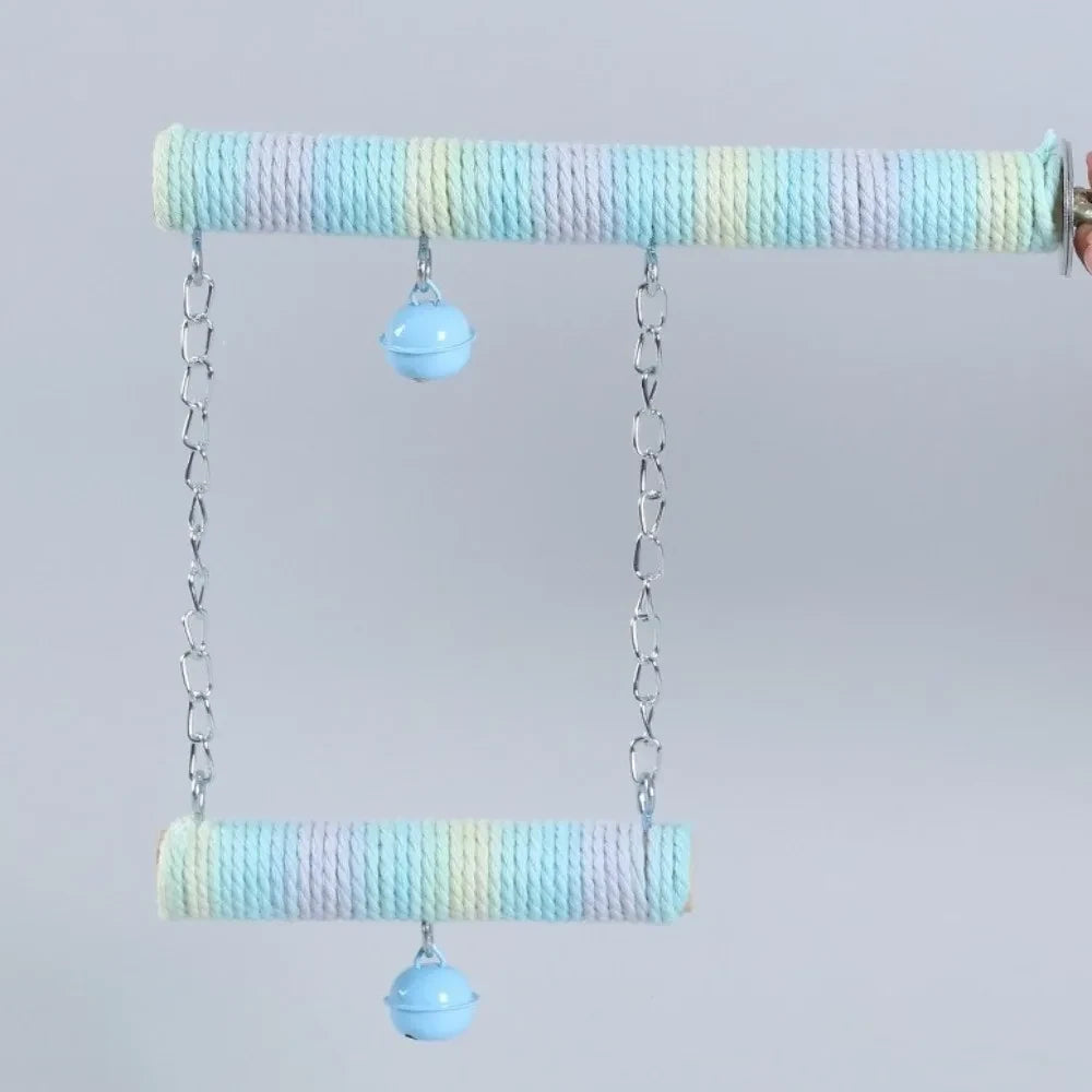 Colorful Cotton Rope Parrot Grinding Perch – Beak Trimming & Foot Exercise Bird Perch