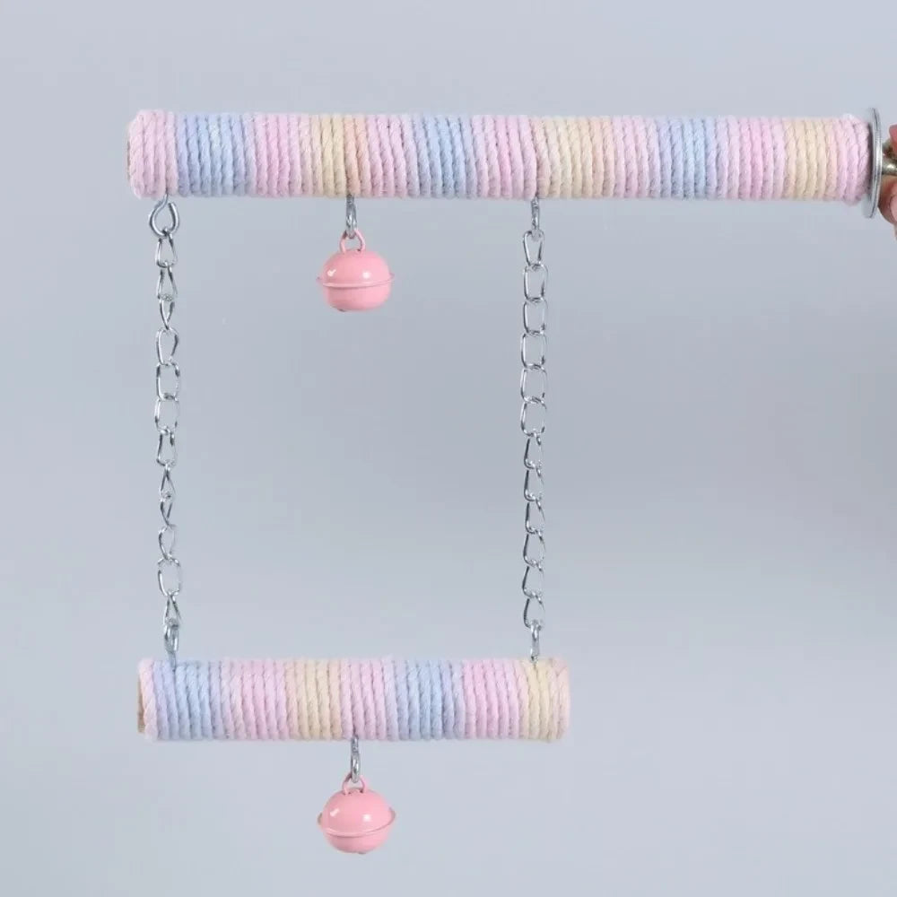 Colorful Cotton Rope Parrot Grinding Perch – Beak Trimming & Foot Exercise Bird Perch
