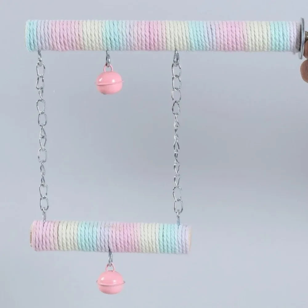 Colorful Cotton Rope Parrot Grinding Perch – Beak Trimming & Foot Exercise Bird Perch