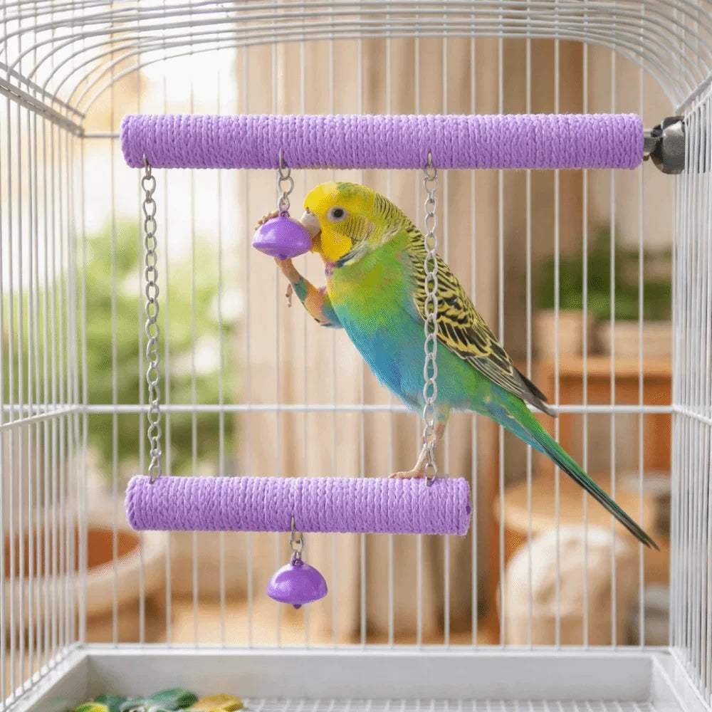 Colorful Cotton Rope Parrot Grinding Perch – Beak Trimming & Foot Exercise Bird Perch