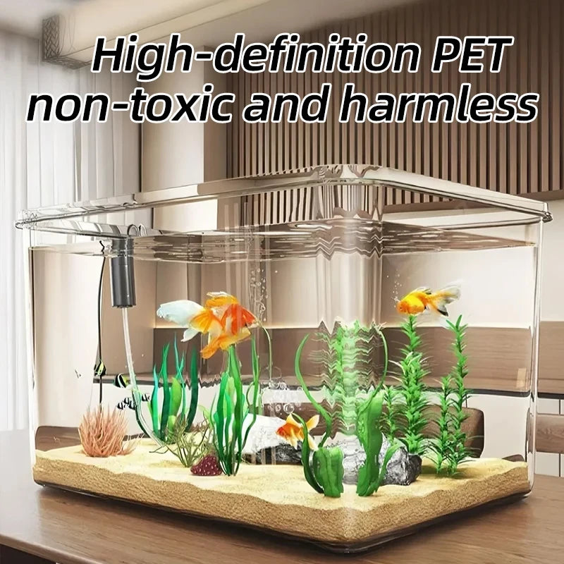 Transparent Desktop Fish Tank – Clear Mini Aquarium for Betta Fish, Shrimp & Home Décor
