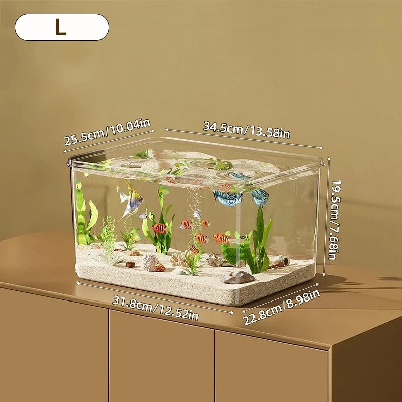 Transparent Desktop Fish Tank – Clear Mini Aquarium for Betta Fish, Shrimp & Home Décor
