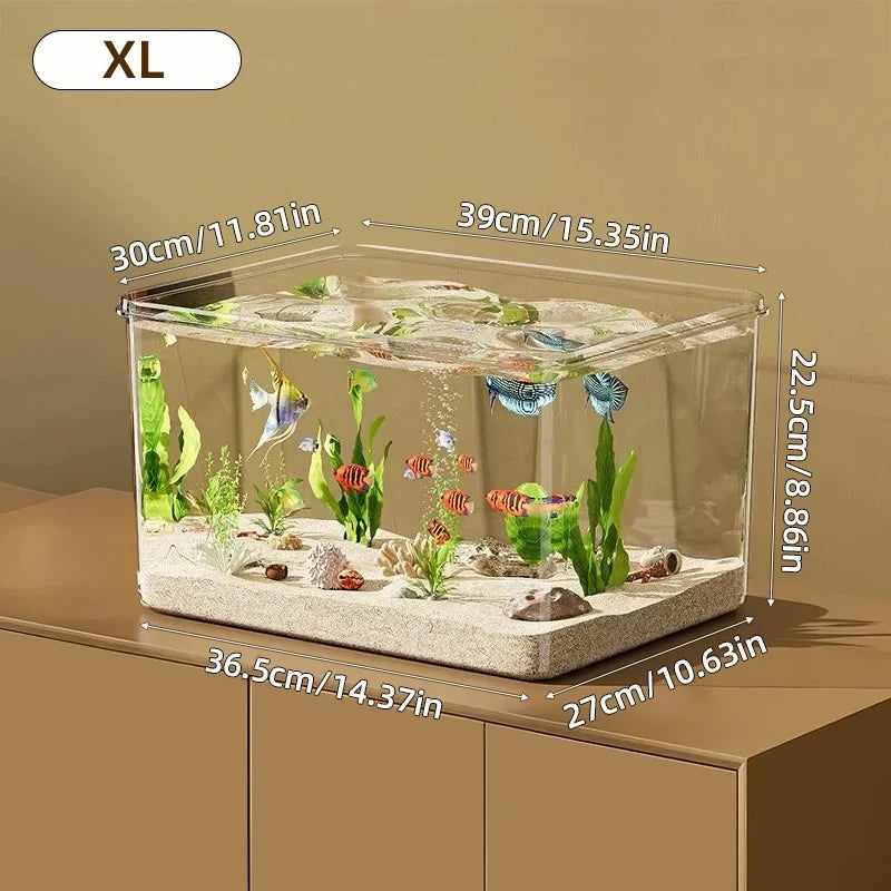 Transparent Desktop Fish Tank – Clear Mini Aquarium for Betta Fish, Shrimp & Home Décor