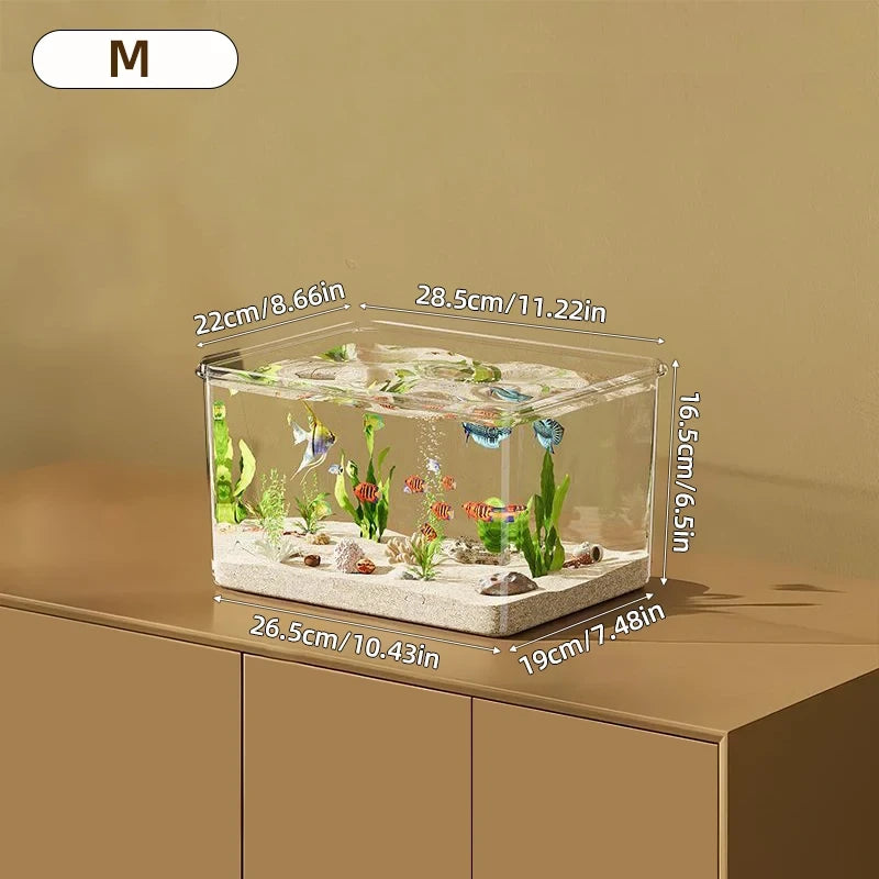 Transparent Desktop Fish Tank – Clear Mini Aquarium for Betta Fish, Shrimp & Home Décor