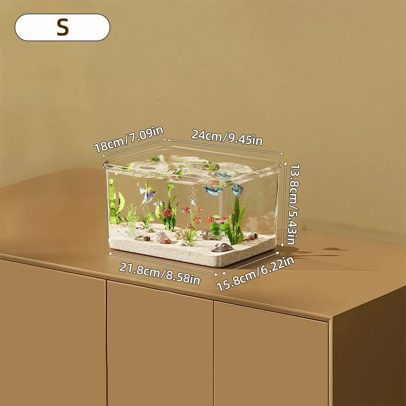 Transparent Desktop Fish Tank – Clear Mini Aquarium for Betta Fish, Shrimp & Home Décor