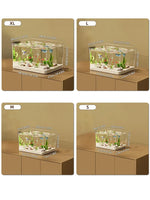 Transparent Desktop Fish Tank – Clear Mini Aquarium for Betta Fish, Shrimp & Home Décor