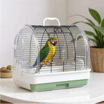 Portable Small Bird Travel Cage – Lightweight Carrier with Wooden Perches for Budgies, Finches & Parakeets