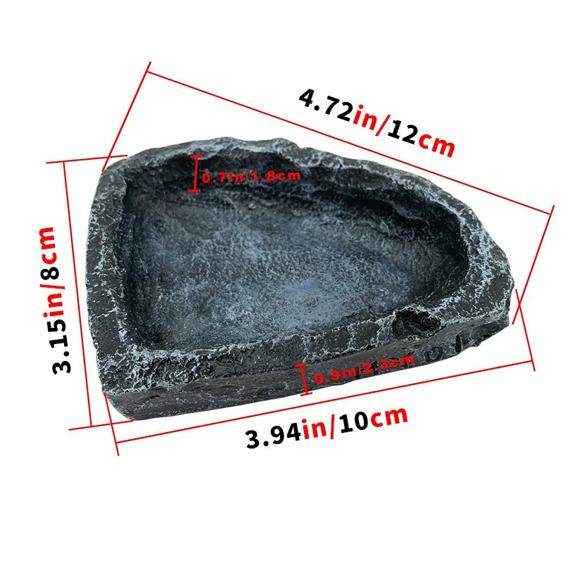 Stone-Look Reptile Food & Water Bowl