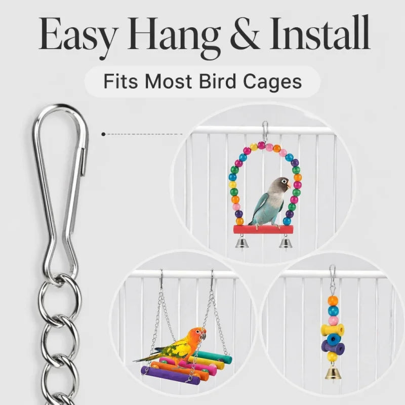 11-Piece Parrot Toy Set | Swing, Ladder & Chew Toys