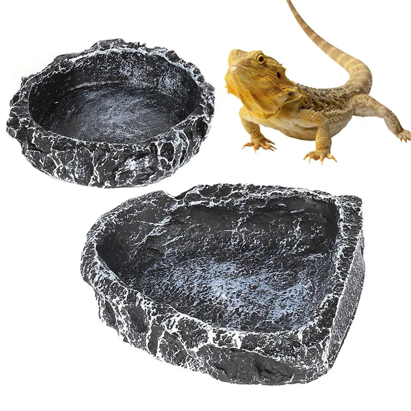 Stone-Look Reptile Food & Water Bowl