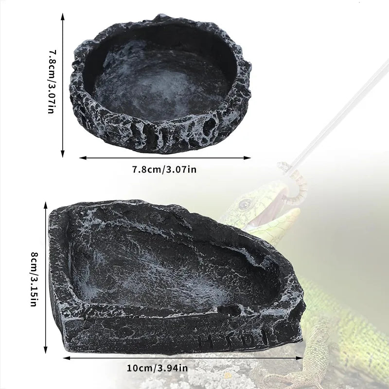Stone-Look Reptile Food & Water Bowl
