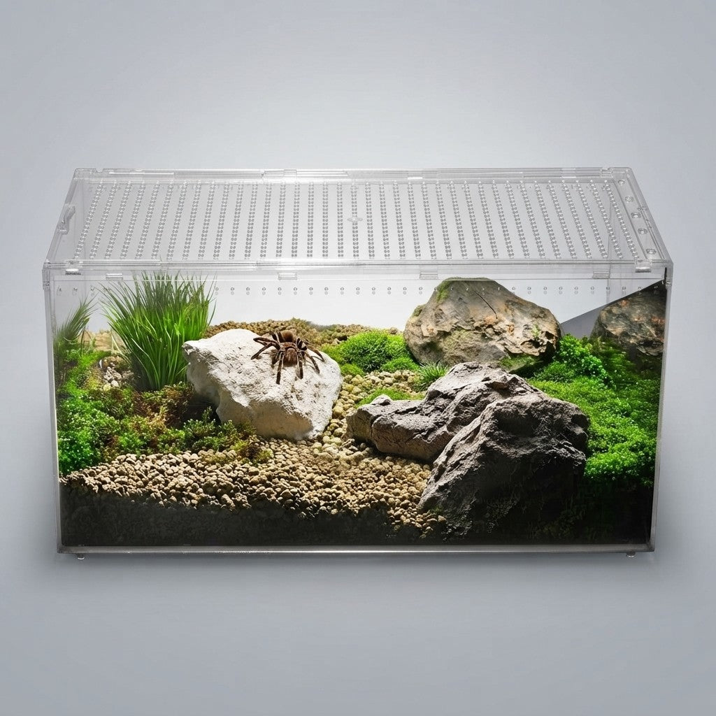 Stackable Reptile Enclosure – Ventilated Slide-Lid Terrarium for Geckos, Spiders & Small Reptiles